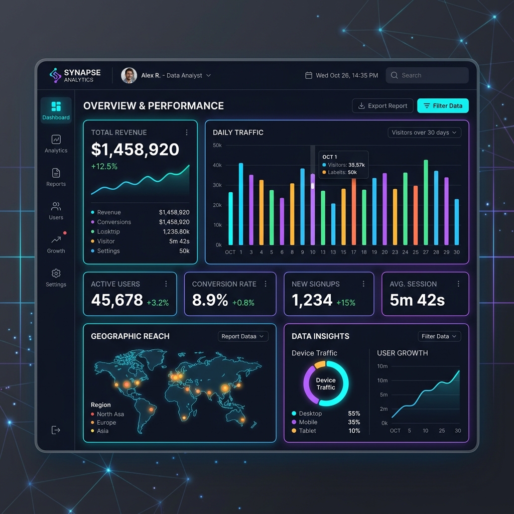 Apex Analytics SaaS Platform Dashboard Mockup