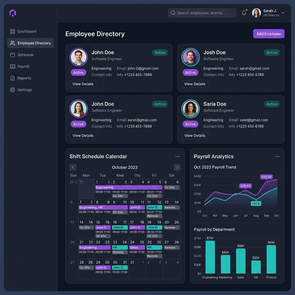 Transeus Human Resource Management Dashboard Mockup